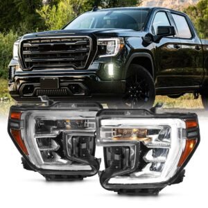 2019–2022 GMC Sierra 1500 LED DRL Headlights Chrome OE-Style Pair – Left & Right