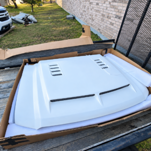 34fd68ed-5d89-4343-803c-94be5a53615d 2014-2019 GMC Sierra 1500 Ram Air Hood Fiberglass Functional Scoops Vents