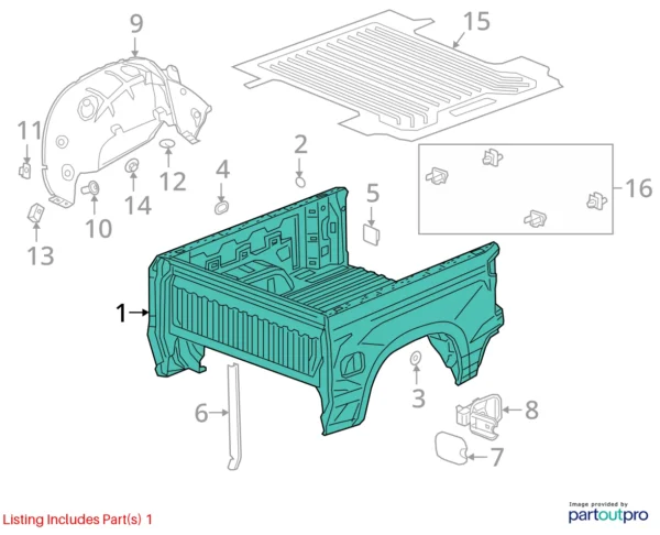 2019 Chevy Silverado 1500 OEM Truck Bed | 5.8-Ft Blue Box